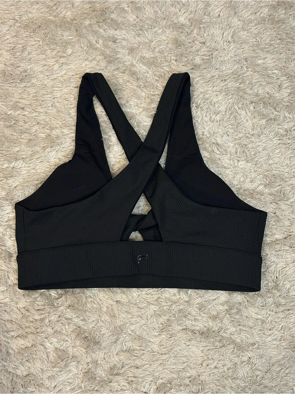 Fabletics Oasis Black Ribbed Sports Bra - M no tag